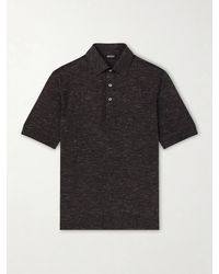 ZEGNA - Silk, Cashmere And Linen-Blend Polo Shirt - Lyst