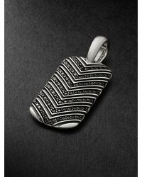 David Yurman - Chevron Tag Sterling Silver Diamond Pendant - Lyst