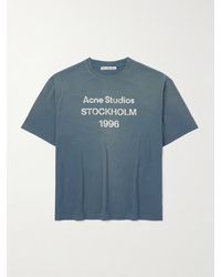 Acne Studios - Exford Distressed Logo-Print Cotton And Hemp-Blend Jersey T-Shirt - Lyst