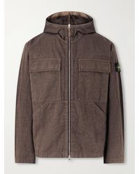 Stone Island - Hooded Garment-Dyed Diagonal Cotton Wool-Tc Jacket - Lyst