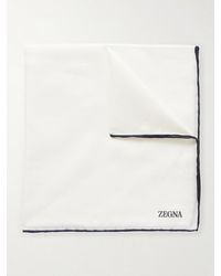 ZEGNA - Logo-Print Cotton And Silk-Blend Pocket Square - Lyst