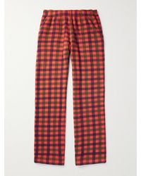 ERL - Straight-Leg Checked Cotton-Terry Sweatpants - Lyst