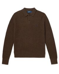 Polo Ralph Lauren - Logo-Embroidered Waffle-Knit Wool And Cotton-Blend Polo Sweater - Lyst