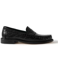VINNY'S - Yardee Croc-effect Leather Penny Loafers - Lyst