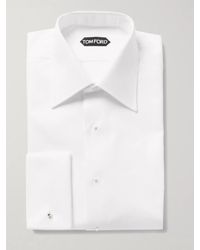 Tom Ford - Camicia da smoking slim-fit in cotone bianco con pettorina e doppio polsino - Lyst