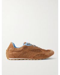 Bottega Veneta - Orbit Leather And Shell-Trimmed Suede Sneakers - Lyst