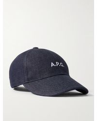 A.P.C. - Charlie Baseballkappe aus Denim mit Logostickerei - Lyst