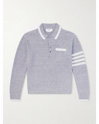 Thom Browne - Striped Linen And Cotton-blend Polo Sweater - Lyst