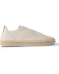 ZEGNA - Triple Stitchtm Leather-trimmed Suede Slip-on Sneakers - Lyst