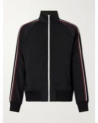 Saint Laurent - Logo-detailed Striped Stretch-jersey Zip-up Sweatshirt - Lyst