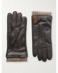 Canali - Ribbed Cashmere-Trimmed Leather Gloves - Lyst