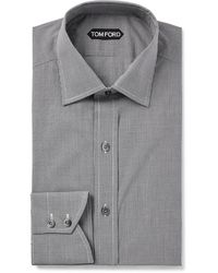 Tom Ford - Slim-Fit Cutaway-Collar Checked Cotton-Poplin Shirt - Lyst