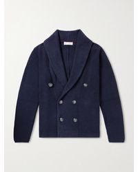 Brunello Cucinelli - Shawl-Collar Double-Breasted Ribbed Cotton Cardigan - Lyst