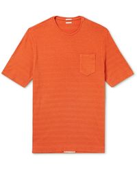 Massimo Alba Striped Slub Cotton-jersey T-shirt - Orange