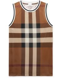 Burberry - Checked Mesh Tank Top - Lyst