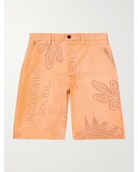 Jacquemus - Logo-Print Straight-Leg Cotton-Canvas Shorts - Lyst