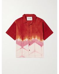 STORY mfg. - Greetings Camp-collar Tie-dyed Cotton And Linen-blend Shirt - Lyst