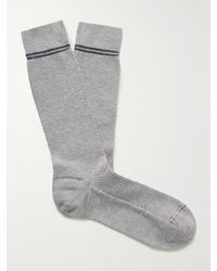 ZEGNA - Striped Textured Organic Cotton-Blend Socks - Lyst