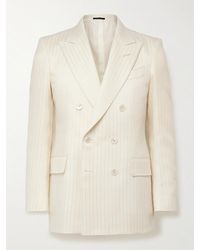 Tom Ford - Dyllan doppelreihiges Sakko aus einer Wollmischung mit Metallic-Streifen - Lyst