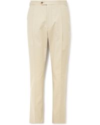 Saman Amel - Slim-fit Straight-leg Pleated Cotton-blend Twill Trousers - Lyst
