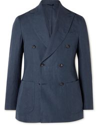 De Petrillo - Double-breasted Linen Suit Jacket - Lyst