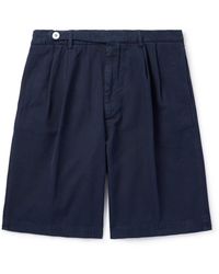 Brunello Cucinelli - Straight-Leg Pleated Cotton-Twill Shorts - Lyst