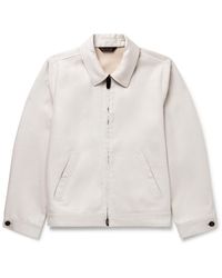 Brioni - Leather-Trimmed Linen-Blend Bomber Jacket - Lyst