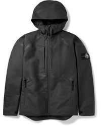 Stone Island - Logo-Appliquéd Padded Leather-Ripstop Hooded Jacket - Lyst