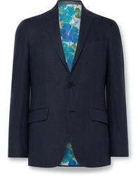 Etro - Slim-fit Herringbone Linen Suit Jacket - Lyst