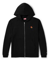 KENZO - Pop Logo-Embroidered Cotton-Jersey Zip-Up Hoodie - Lyst