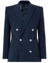 Balmain - Double-breasted Grain De Poudre Wool Blazer - Lyst
