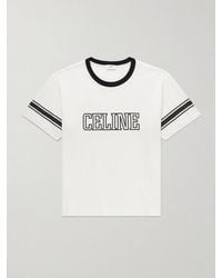 Celine - Logo-Print Cotton-Jersey T-Shirt - Lyst