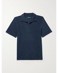 Frescobol Carioca - Faustino Camp-Collar Cotton, Lyocell And Linen-Blend Terry Polo Shirt - Lyst
