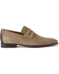 Berluti - Leather-trimmed Suede Penny Loafers - Lyst