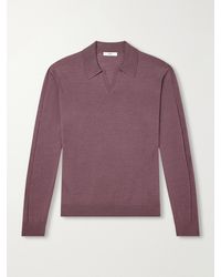 MR P. - Rib-Trimmed Merino Wool And Silk-Blend Polo Shirt - Lyst