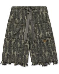 Kapital - Magpie Straight-Leg Distressed Cotton-Jacquard Drawstring Shorts - Lyst