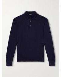 ZEGNA - Cashmere And Silk-Blend Polo Shirt - Lyst