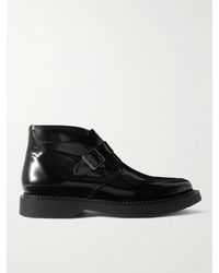 Saint Laurent - Teddy Polished-leather Monk-strap Boots - Lyst