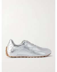 Bottega Veneta - Orbit Flash Suede-Trimmed Metallic Leather Sneakers - Lyst