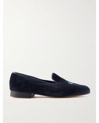 George Cleverley - Albert Leather-trimmed Embroidered Velvet Loafers - Lyst