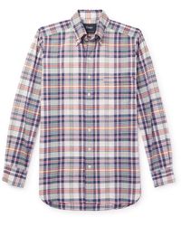 Drake's - Button-down Collar Checked Cotton-madras Shirt - Lyst
