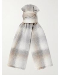 Johnstons of Elgin - Fringed Checked Cashmere Scarf - Lyst