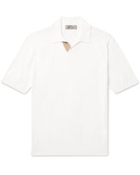 Canali - Suede-trimmed Cotton Polo Shirt - Lyst