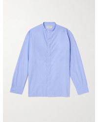Officine Generale - Gaston Grandad-Collar End-On-End Cotton Shirt - Lyst
