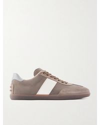 Tod's - Tabs Suede And Leather-Trimmed Nubuck Sneakers - Lyst