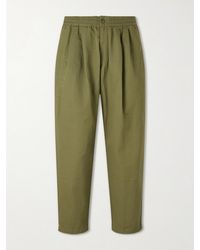 Neighborhood - Wide-Leg Cotton And Linen-Blend Twill Trousers - Lyst