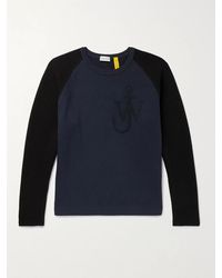 Moncler Genius - 1 Moncler Jw Anderson Logo-embroidered Virgin Wool And Loopback Cotton-jersey Sweatshirt - Lyst