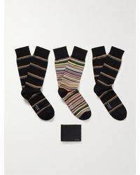 Paul Smith - Leather Billfold Wallet And Three-pack Cotton-blend Socks Gift Set - Lyst