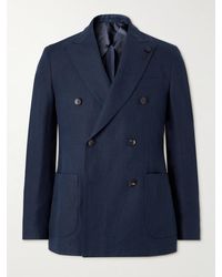 Lardini - Slim-fit Double-breasted Linen Suit Jacket - Lyst