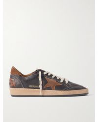 Golden Goose - Ball Star Distressed Suede-trimmed Leather Sneakers - Lyst
